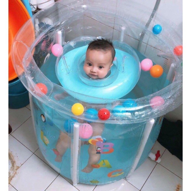 BỂ BƠI THÀNH CAO DOLPHIN CHO BÉ  size 80x80cm + Kèm phao cổ