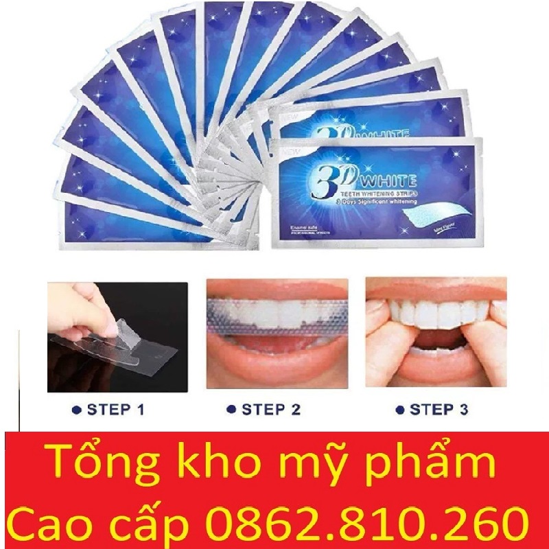 Hộp 7 Miếng dán trắng răng tiện lợi 3D White Teeth Whitening Strips