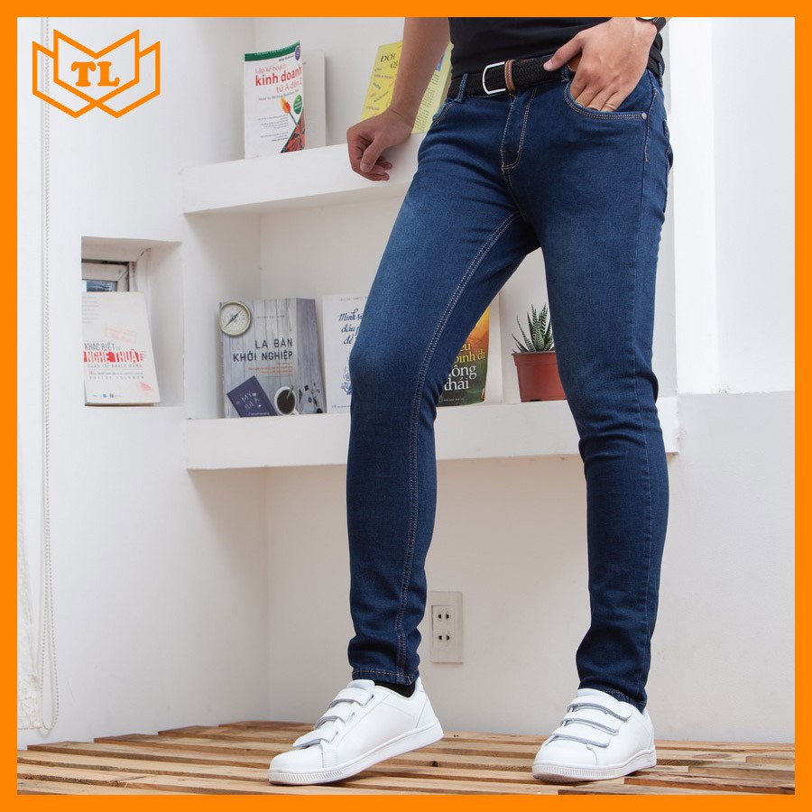 Quần jean nam xanh đen trơn vải co giãn TL104 Shop Thành Long