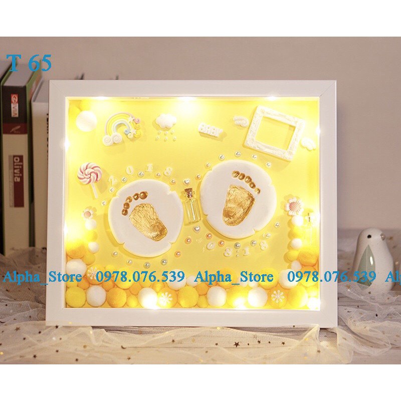 Bộ khung ảnh in dấu tay chân cho bé, quà tặng thôi nôi, đầy tháng, khung tranh in dấu ấn cho bé