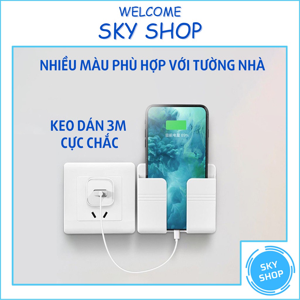 Giá Treo/ Giá Đỡ Sạc Điện Thoại Dán Tường Kệ Để Remote - Có Móc Treo Giữ Dây Điện Kẹp Loại Xịn Giá Rẻ nhất 3M