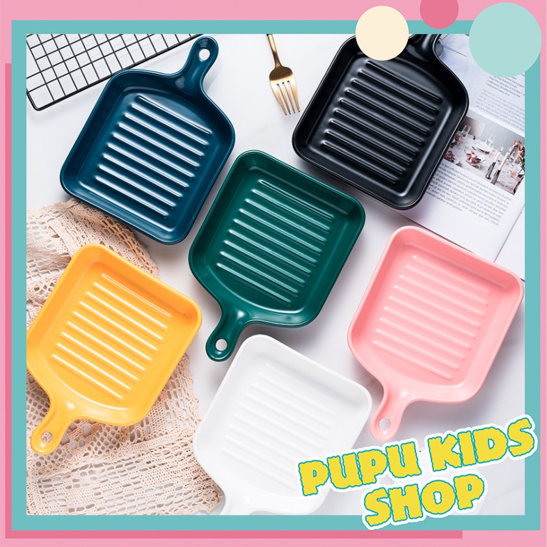 Đĩa vuông có tay cầm dùng nấu nướng và decor size 21.5cm | BigBuy360 - bigbuy360.vn