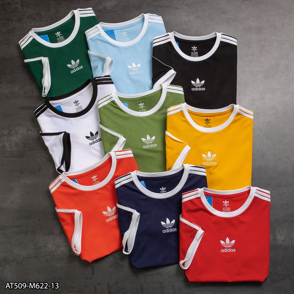 Áo phông nam Adidas tay ngắn 100% Cotton AT509 viền phối 3 sọc- áo thun nam VNXK