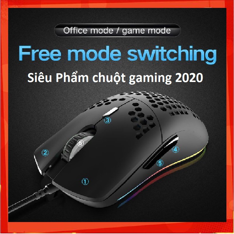 Chuột Chơi Game 6 Lỗ ❌ SIÊU HOT ❌ Có Đèn Led Rgb 12000 Dpi