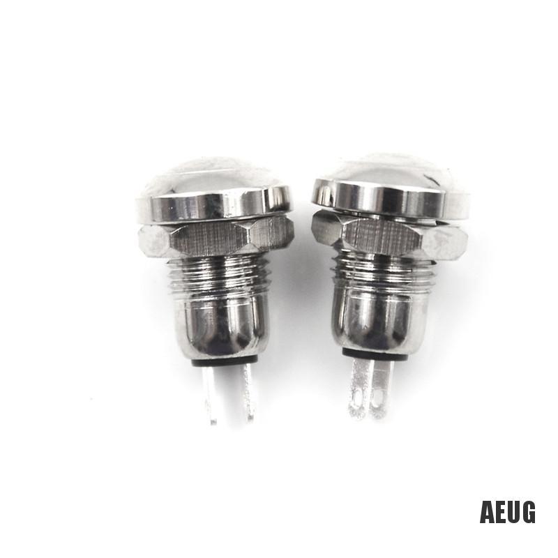 Set 2 Công Tắc Nút Kim Loại Chống Thấm Nước 8mm Mini Micro Với 2 Chấu Cắm