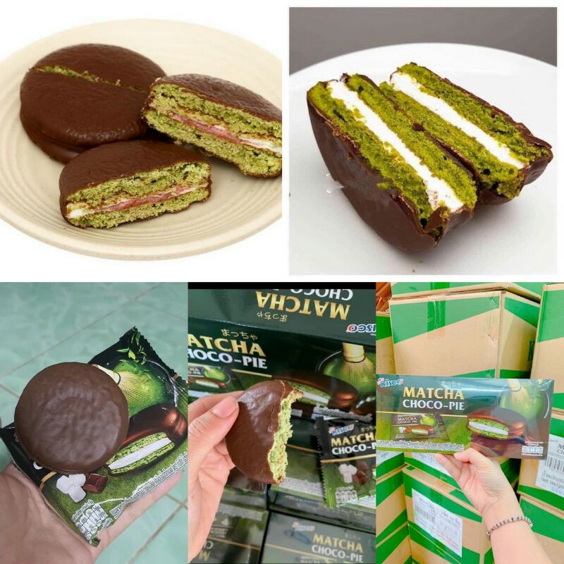 Bánh Chocopie Matcha Trà Xanh Kisco Thái Lan 300g - Hộp 12 Cái