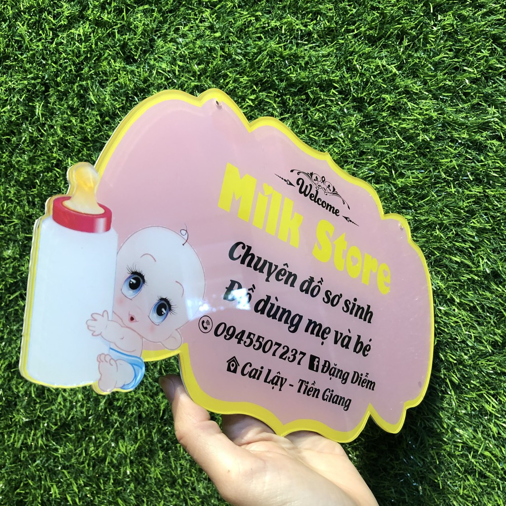 Bảng hiệu mica treo shop - in thông tin theo yêu cầu - Đạo cụ chụp ảnh thông minh dành cho chị em bán hàng online