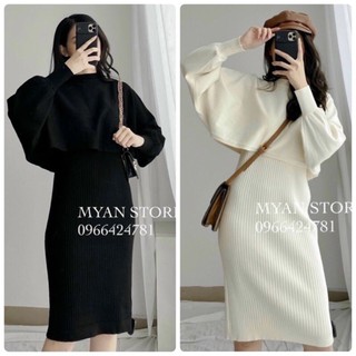 Set đầm thun kèm áo crop
