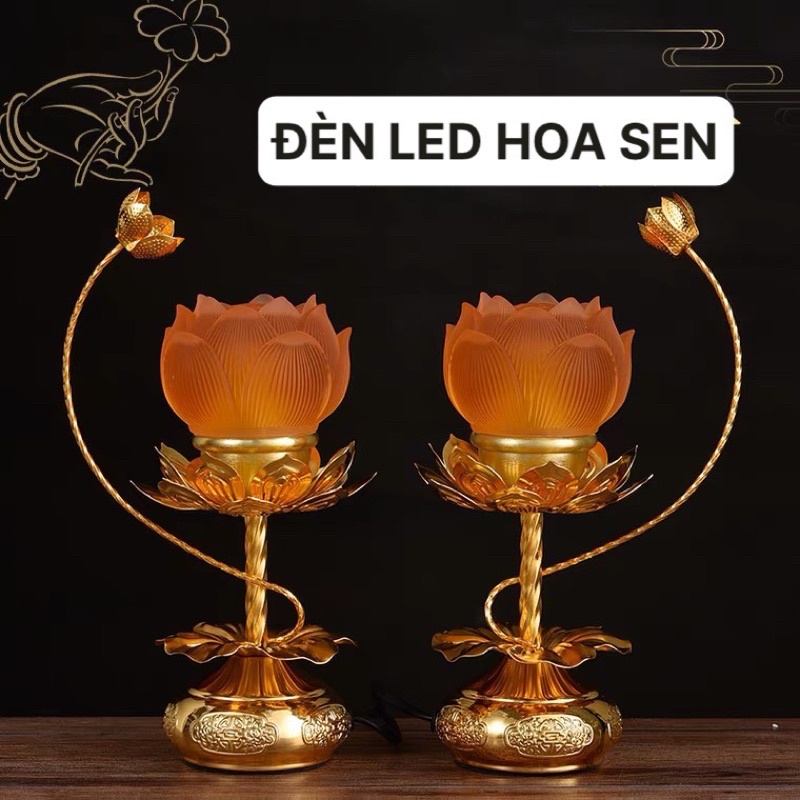 CẶP 2 CÂY ĐÈN LED HOA SEN CẮM ĐIỆN THỜ CÚNG TRANG TRÍ