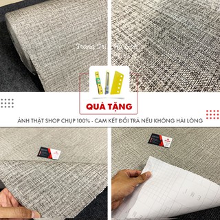 Giấy dán tường giả vải sang trọng bề mặt nhám chống thấm nước tự dính, decal dán tường phòng khách, phòng ngủ