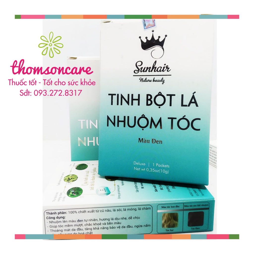 Nhuộm tóc Sunhair từ thảo dược - Tinh bột lá nhuộm đen hoặc nâu | BigBuy360 - bigbuy360.vn
