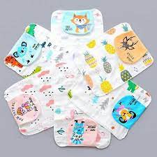 Khăn thấm mồ hôi lưng in hình cao cấp, mềm mại an toàn cho da bé