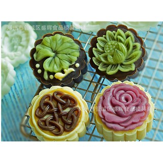 Khuôn Bánh Lò Xo Trung Thu Hoa Hồng Sen Lá Sen Sợi 4 Mặt 50 Gr