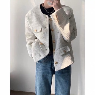 ÁO KHOÁC DẠ TWEED NAM (sẵn đen XL,L) 2 màu đen, trắng |TAHISHOP| M3