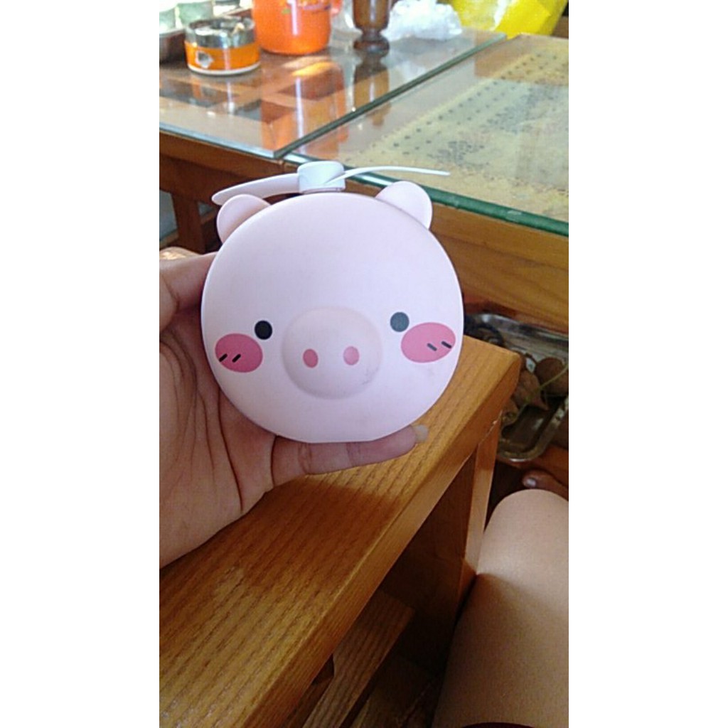 [1 Đổi 1 - Freeship]Quạt mini cầm tay hình con heo đa năng 3 trong 1 có đèn led có gương cực dễ thương | BigBuy360 - bigbuy360.vn