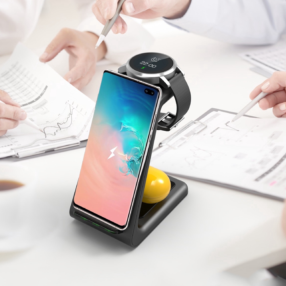 Bộ sạc không dây 3 trong 1 thích hợp cho iPhone Samsung Apple Watch Airpods