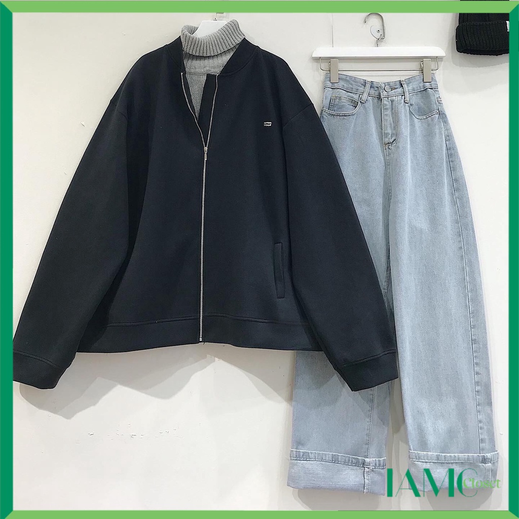Áo khoác nỉ bomber cổ tròn kéo khóa  - 1798 IAMC.Closet