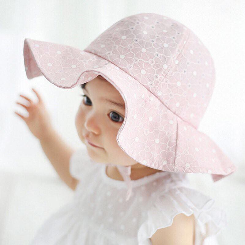Mũ trẻ em rộng vành cho bé gái 6 -24 tháng siêu dễ thương cực đẹp