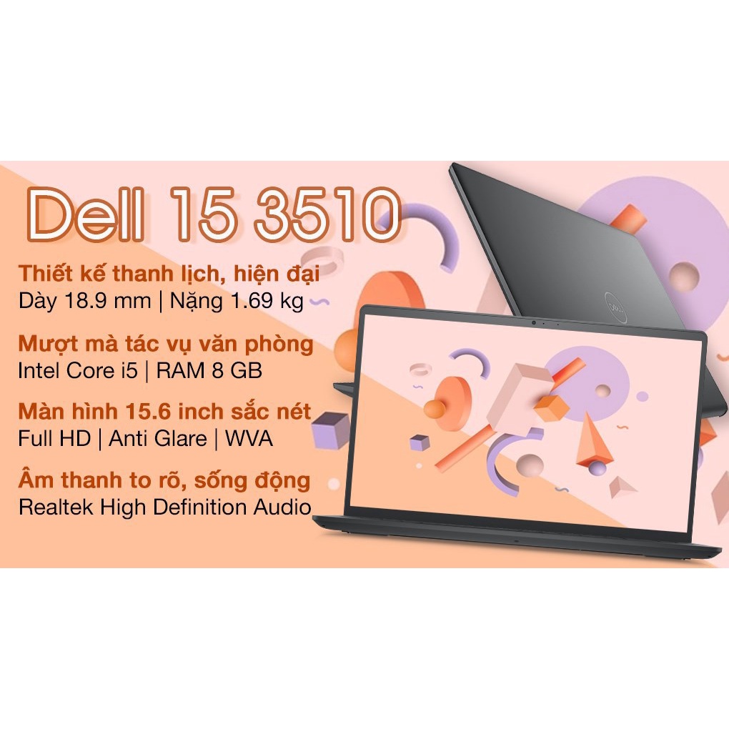 Máy Tính Xách Tay DELL Vostro 15 inch 3510 - P112F002BBL (Intel Core i5 - 1135G7) - Hàng chính hãng