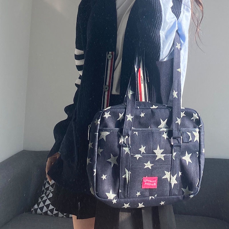 Túi Xách Vải Canvas Thiết Kế Cỡ Lớn Phong Cách Retro Nhật Bản Cao Cấp Cho Nữ