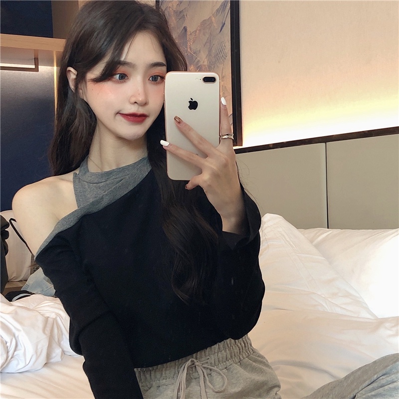 SUXI Áo Thun Tay Dài Dáng Rộng Thiết Kế Độc Đáo Thời Trang Mùa Thu Cho Nữ