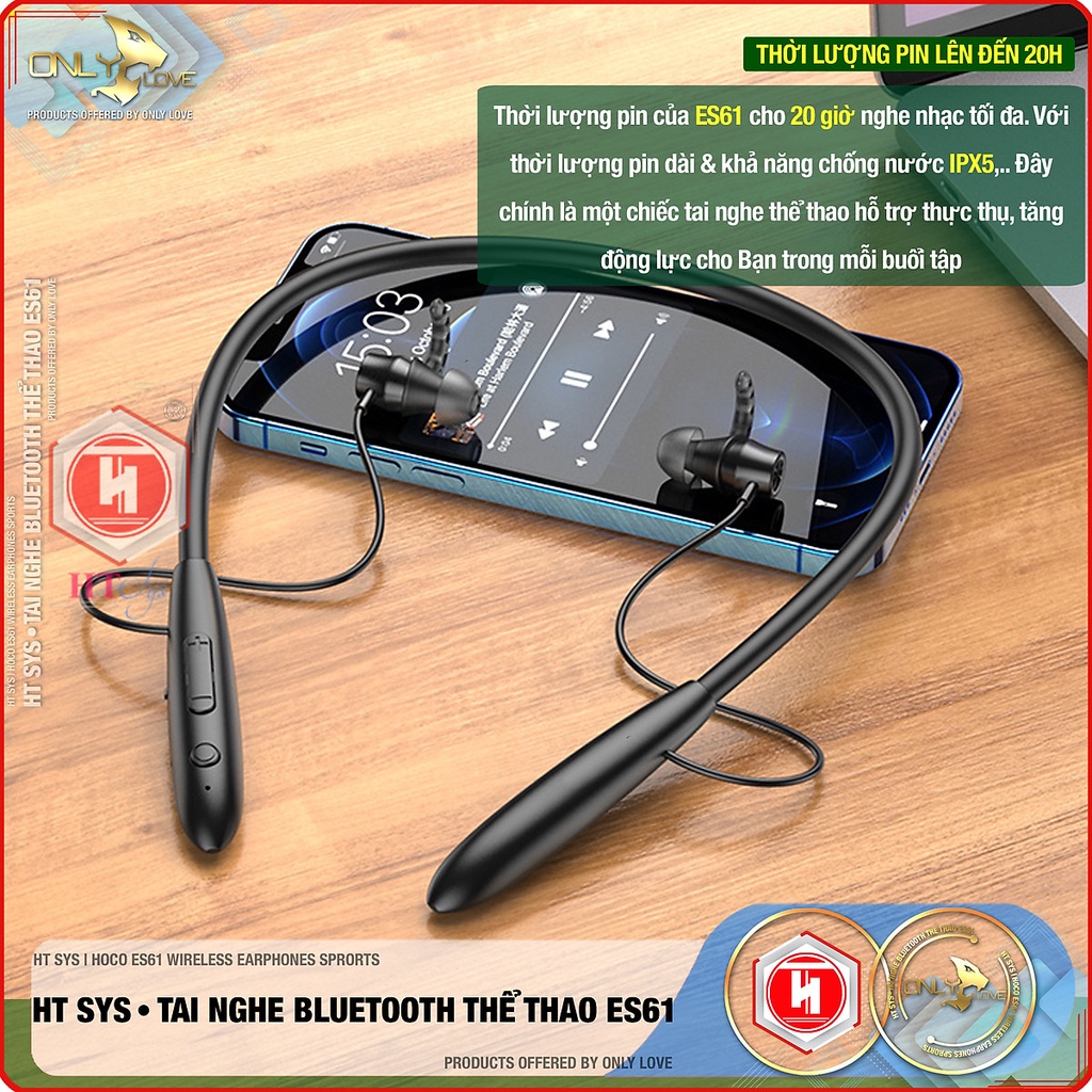 Tai nghe Bluetooth hoco ES61 Freeship Tai nghe thể thao - tai nghe true wireless - tai nghe đeo cổ - HÀNG CHÍNH HÃNG