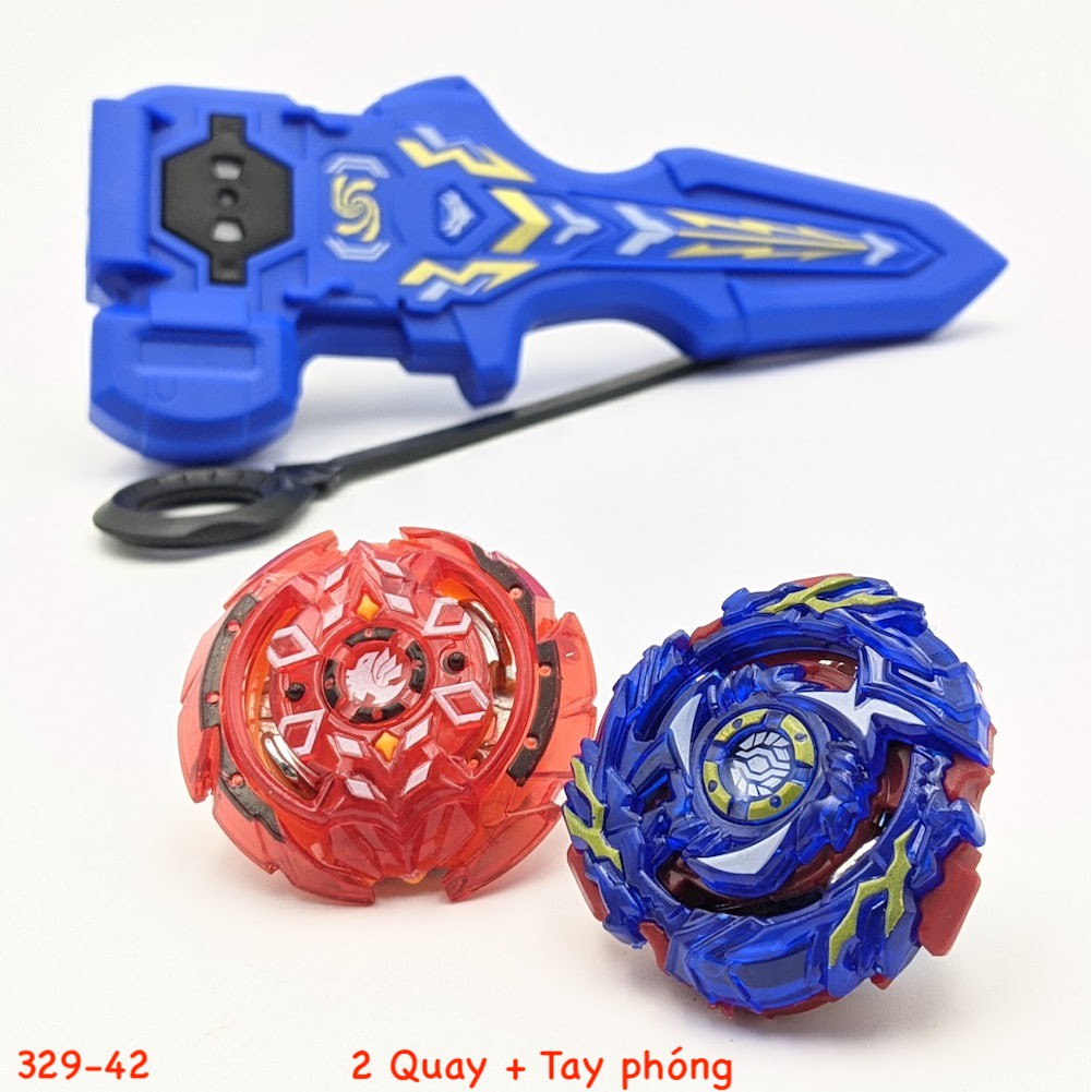 Bộ 4 Con quay BeyBlade + 2 Tay cầm - Con quay vòng xoay thần tốc