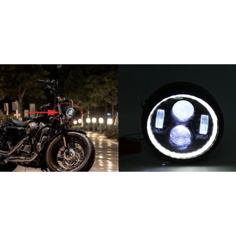 Đèn Pha kiểu dáng Su GN bi Led viền trắng sáng, phù hợp độ nhiều dòng xe classic, tracker