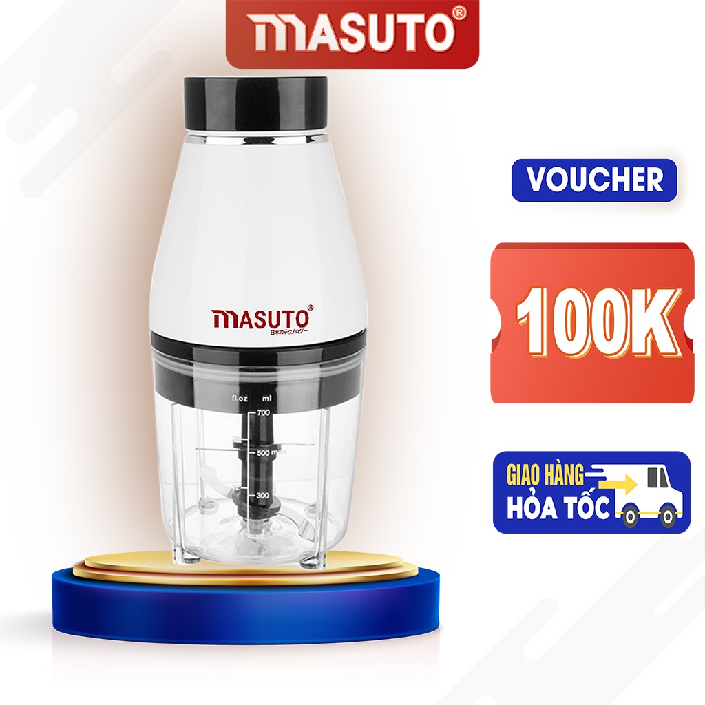 Máy xay thịt đa năng Masuto 0,6L say đá hạt siêu nhuyễn mịn chỉ 10s TẶNG VOUCHER 100K