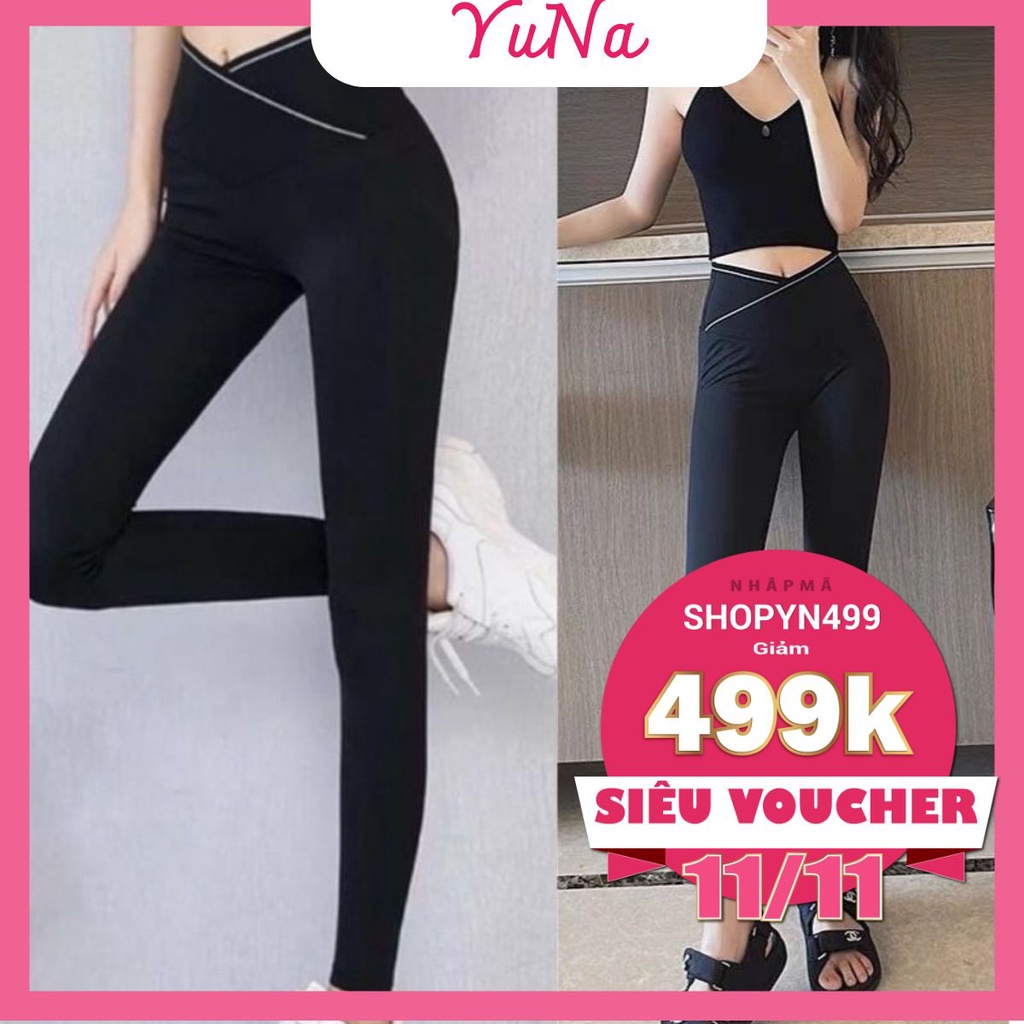 Quần legging nữ Maika cạp cao gen bụng nâng mông chất liệu umi cao cấp hàng loại 1, phụ kiện thời trang YUNA