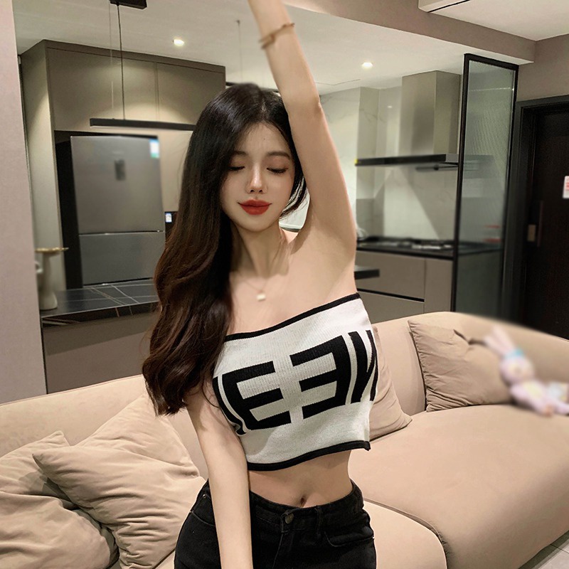 Áo Bra Quây Ống Không Dây Dáng Croptop In Chữ Có Mút Phù Hợp Đi Biển,Tập Gym,Yoga MS 583