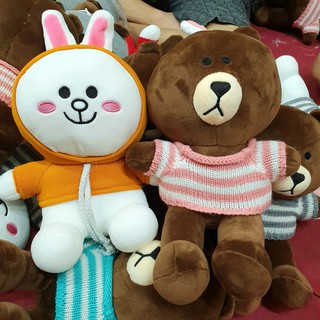 Thỏ Bông Cony - Gấu Bông Brown Đôi Áo Len - Áo Nỉ - Thú Nhồi Bông Đôi Cao Cấp 30cm