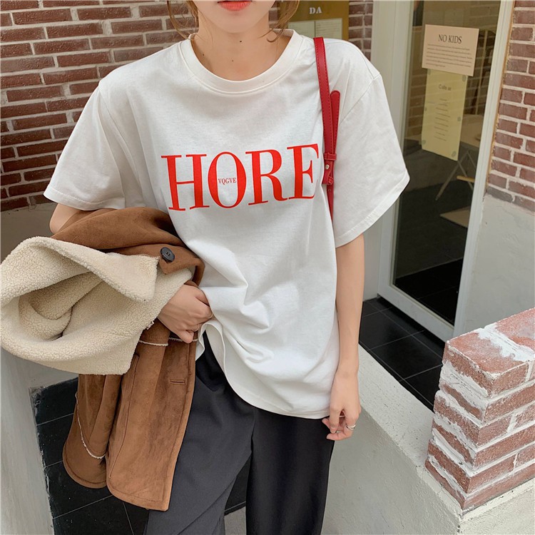 Áo thun có tay ngắn dáng rộng phong cách Hàn Quốc năm  dành cho nữ