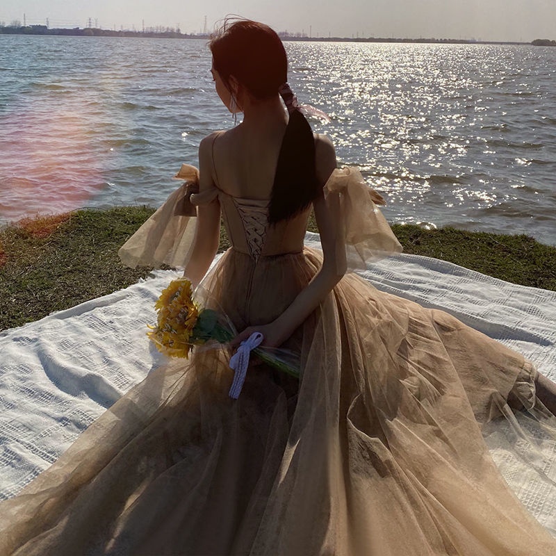 Đầm phù dâu phong cách độc đáo thời trang thu đông cho nữ，đầm cô dâu，đầm cưới đơn giản，áo cưới cô dâu，váy xinh cô dâu