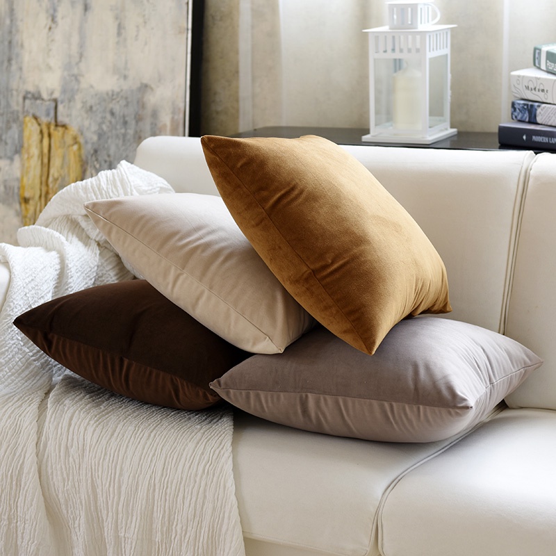 Velvet Throw Pillow Phòng khách Sofa Đệm ngủ Giường văn Màu sắc thuần túy Bắc Âu Vỏ gối tùy chỉnh không có lõi