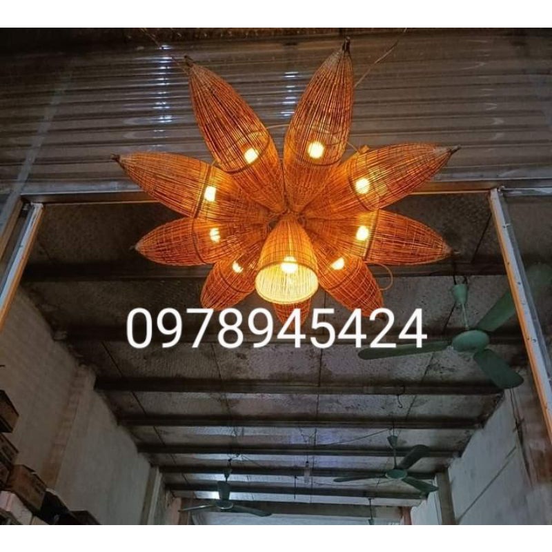 Đèn đó tre/ đèn tre trang trí chùm/ đèn mây tre hạt gạo