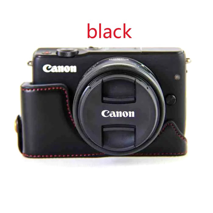 Vỏ da PU nửa thân bảo vệ dành cho máy Canon EOS M10/ M100/ M200