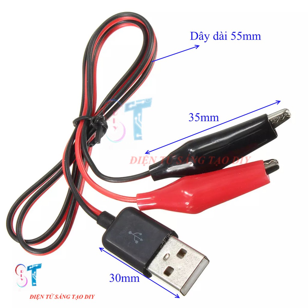 Cáp Chuyển Đầu USB Sang Jack Cá Sấu Test Nguồn