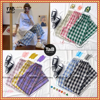 Quần caro ống suông dài _ tab unisex