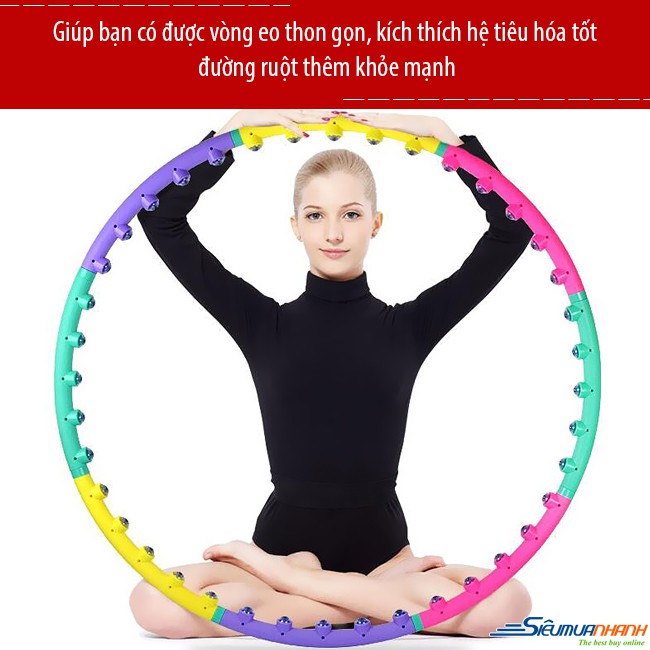 Vòng Lắc Giảm Eo Massage 98cm, Vòng Lắc Eo Giảm Vòng Eo Hiểu Quả Hula Hoop Công Nghệ Hàn Quốc