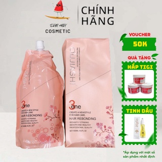 Thuốc ép tóc hoa anh đào dùng 1 lần không cần dập ép tóc thẳng 3 in1 o'ujiashi | chính hãng | 1000ml