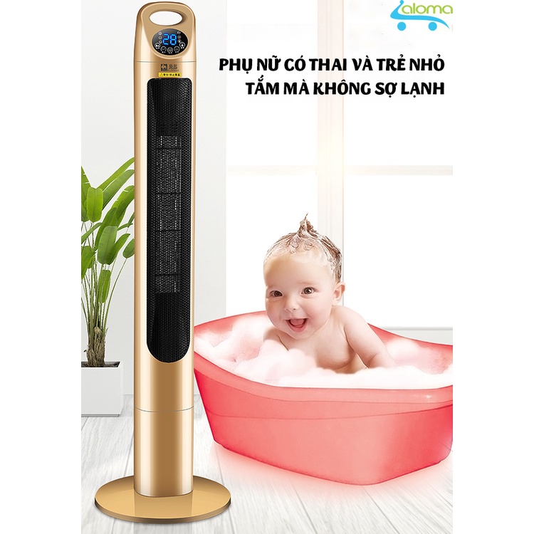 Máy sưởi ấm kiểu tháp lớn 20x120cm sang trọng CYP-2001 làm ấm và thổi gió hiển thị nhiệt độ kèm điều khiển từ xa