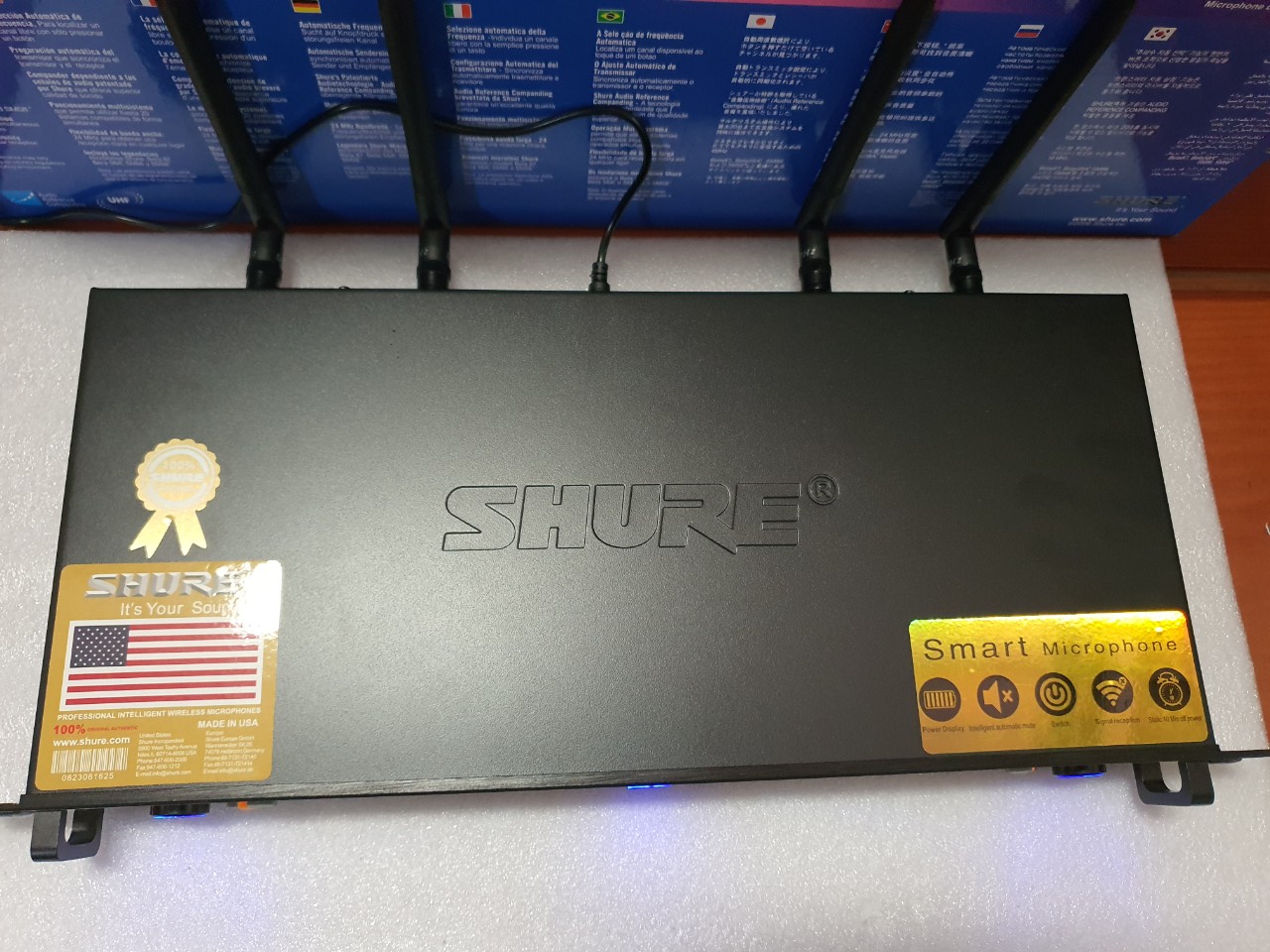 [Rẻ vô địch] [Ảnh thật] Micro karaoke không dây Shure UGX21 4 anten râu, hàng đẹp loại 1, có tự ngắt