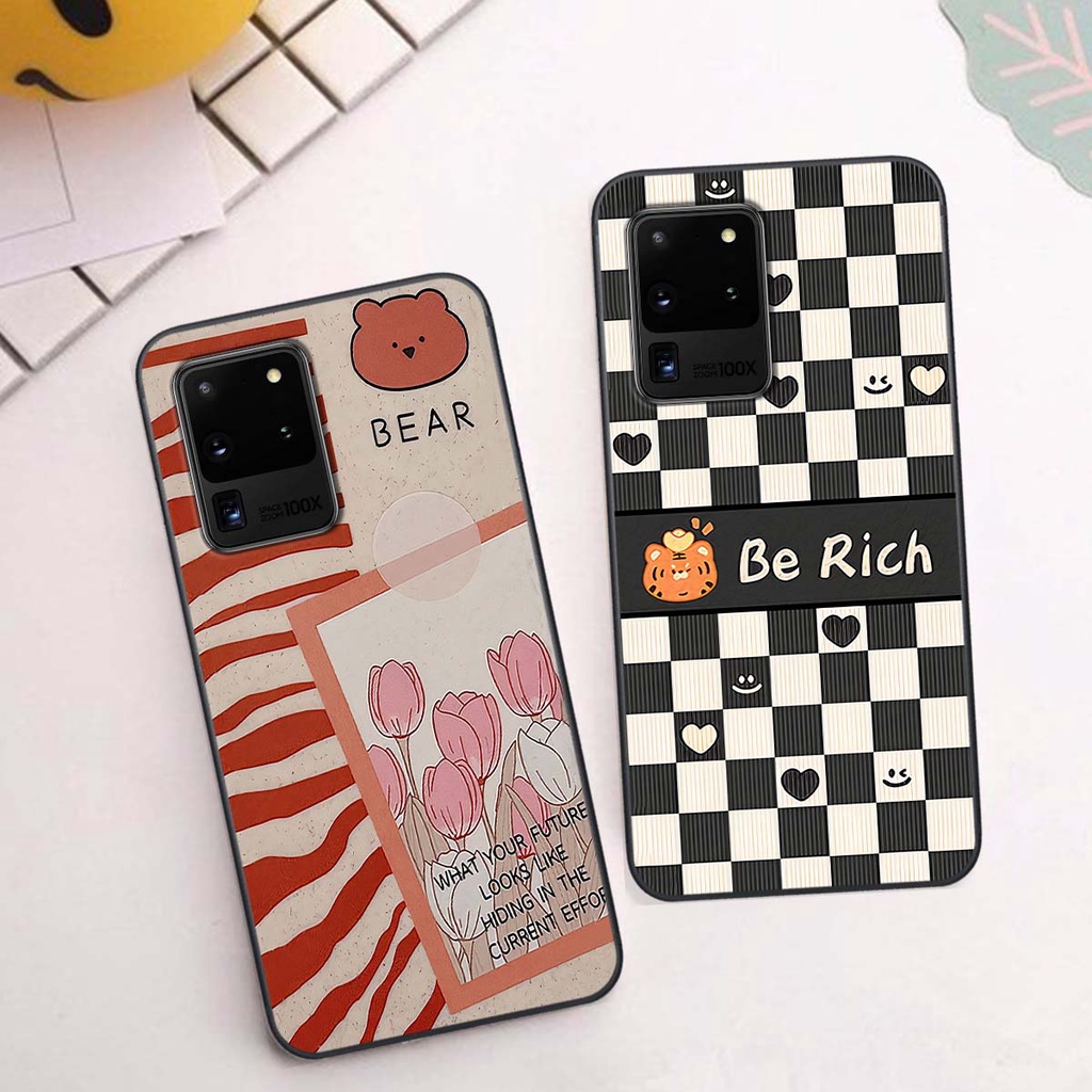 Ốp Samsung S20 Ultra gấu Bear rick caro vuông thời trang siêu đẹp