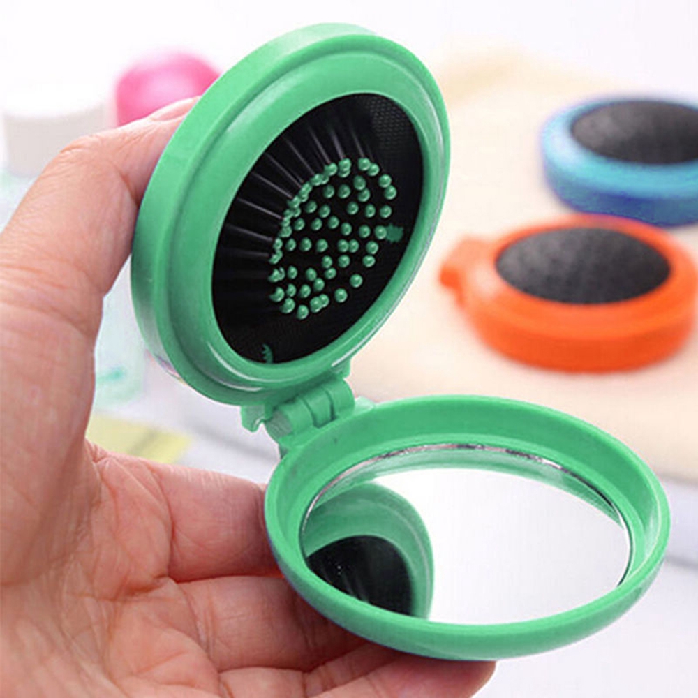 Lược Chải Tóc Kèm Gương Có Thể Gấp Gọn 4 Màu Sắc Tùy Chọn