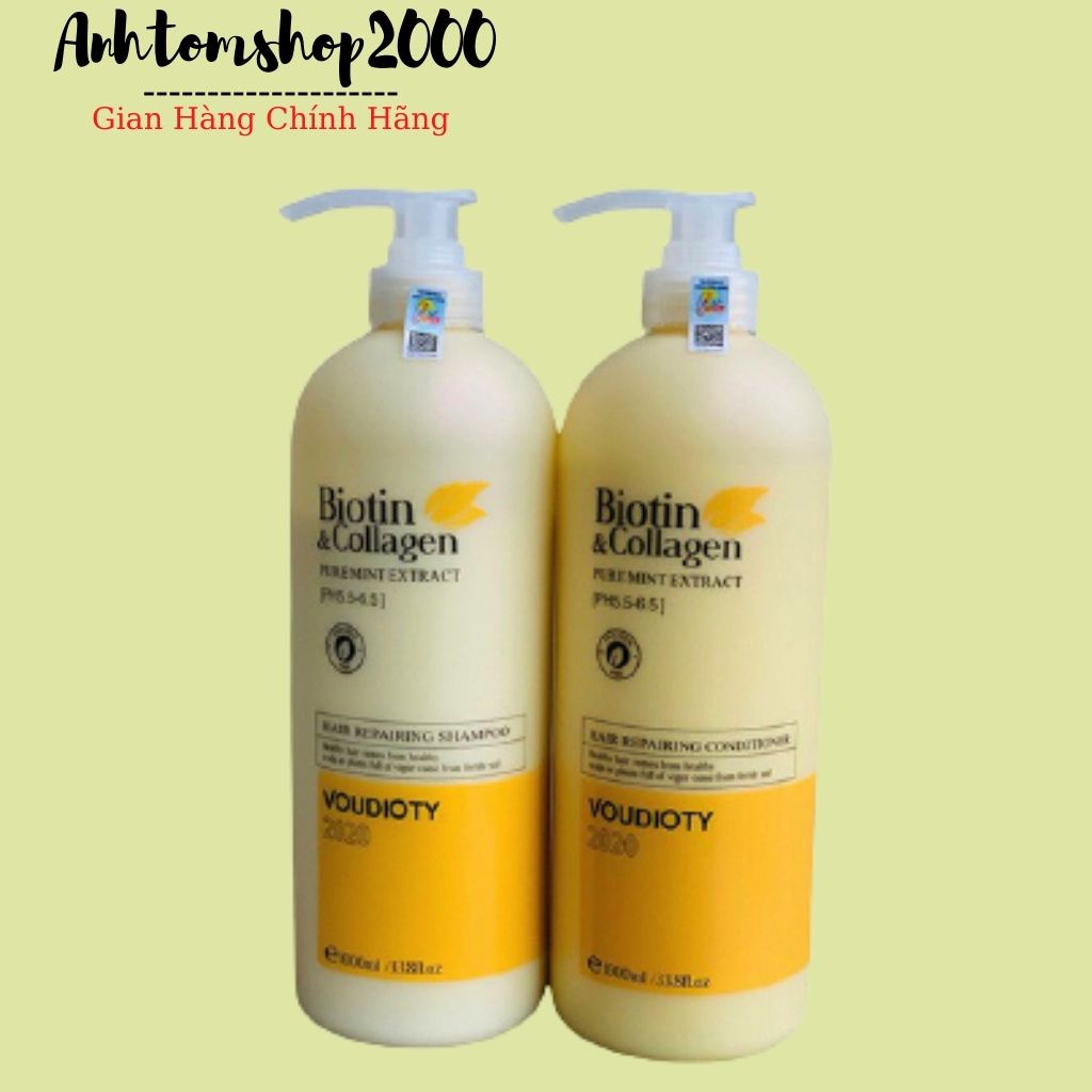 Cặp Dầu Gội + Xả BIOTIN & COLLAGEN  VOUDIOTY VÀNG 1000ml| Phục Hồi Tóc Hư Tổn, Siêu Mềm Mượt - Chuẩn Hãng | BigBuy360 - bigbuy360.vn
