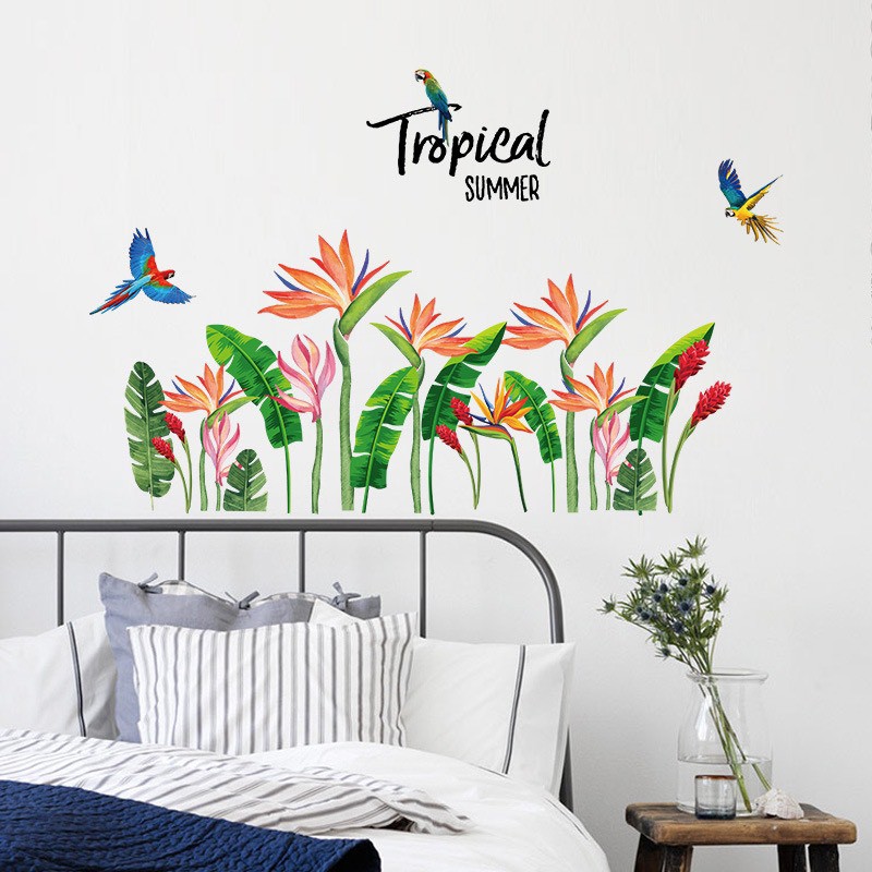 Decal trang trí Hoa Rừng Tropical Summer- Tranh dán tường phong cách Hàn Quốc SK9306