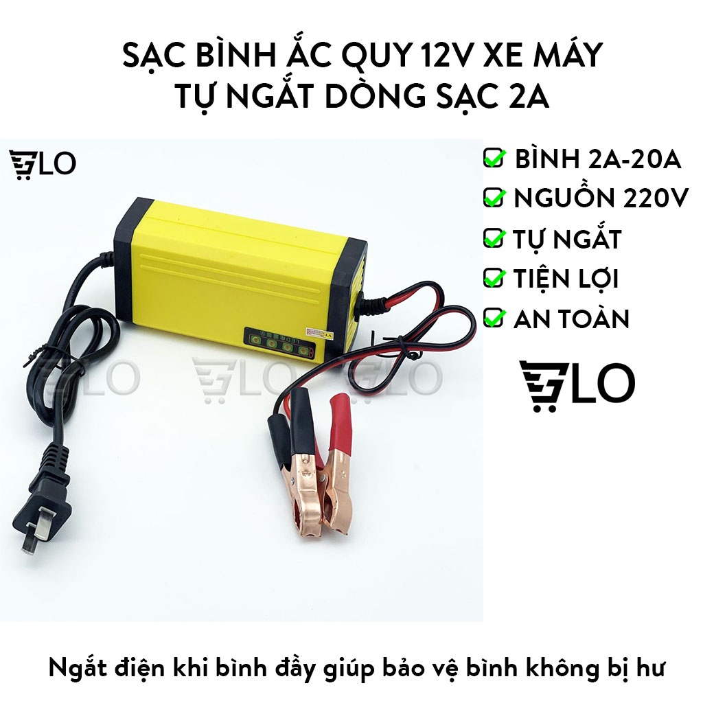 Sạc Bình Ắc Quy 12v Xe Máy Tự Ngắt Dòng Sạc 2A