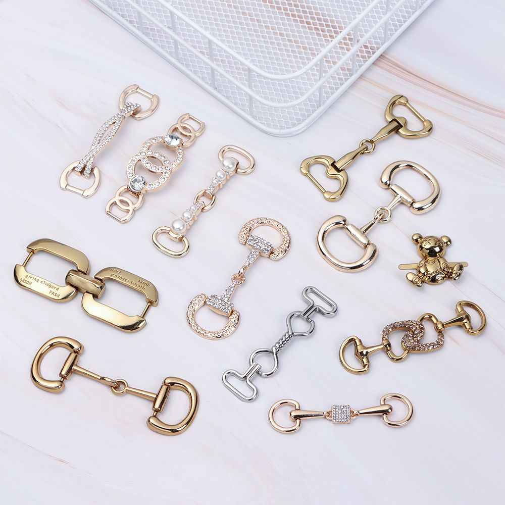 Phụ kiện khóa cài dạng chuỗi xích kim loại hợp kim trang trí giày dép quần áo túi xách DIY thời trang mới