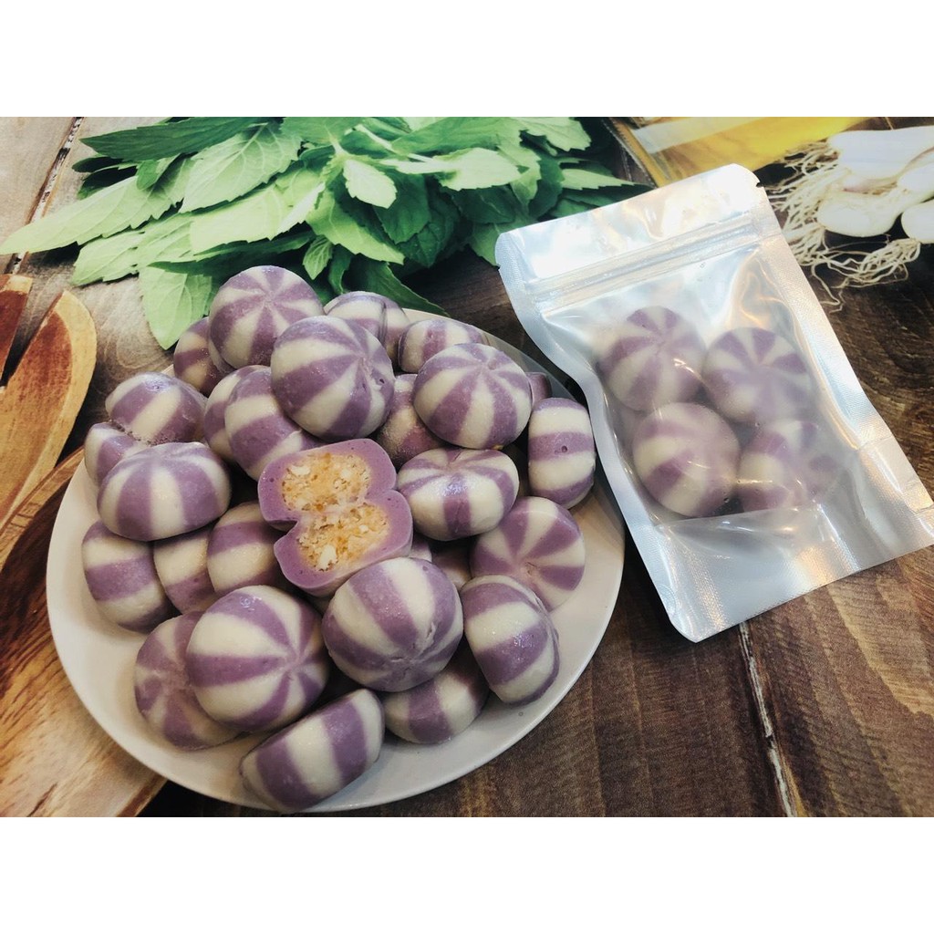 100g Viên thả lẩu khoai môn nhân trứng nhím màu tím malaysia ( 4 viên)